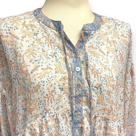 Easel Los Angeles Boho Babydoll Sheer Oversized Peasant Top Small - Picture 4 of 8
